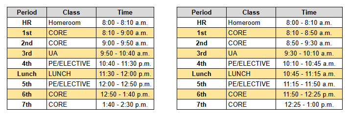 image of bell schedule 