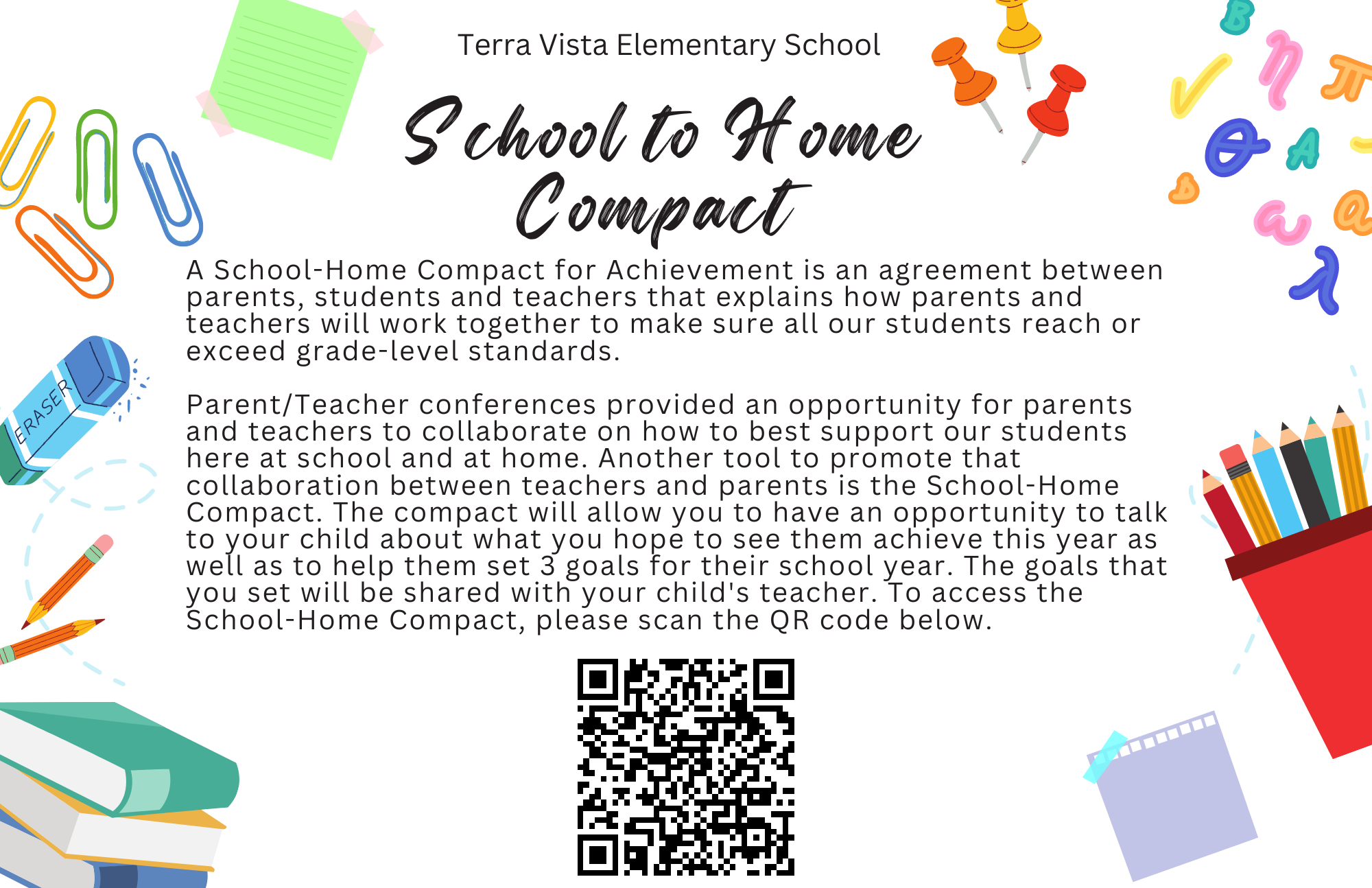 Terra Vista School to Home Compact for Achievement with QR Code