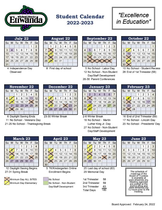 School Calendar 22-23