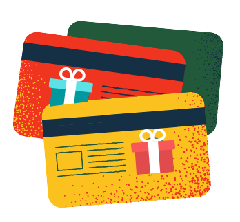 A stack of gift cards graphic