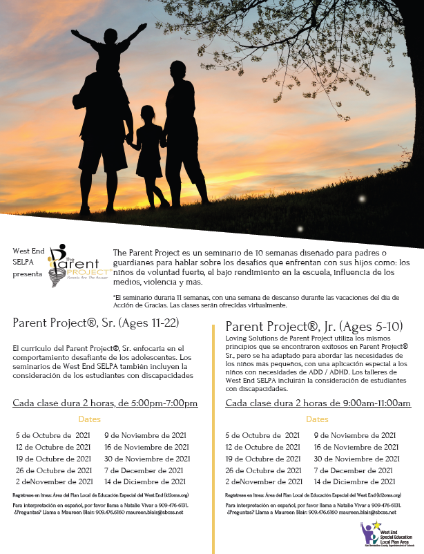SELPA Parenting Class flyer Spanish