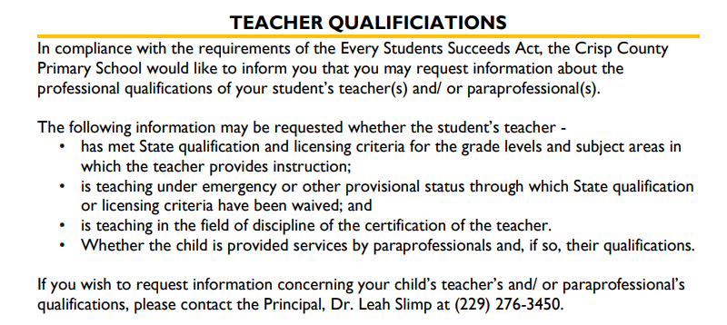 Teacher Qualifications