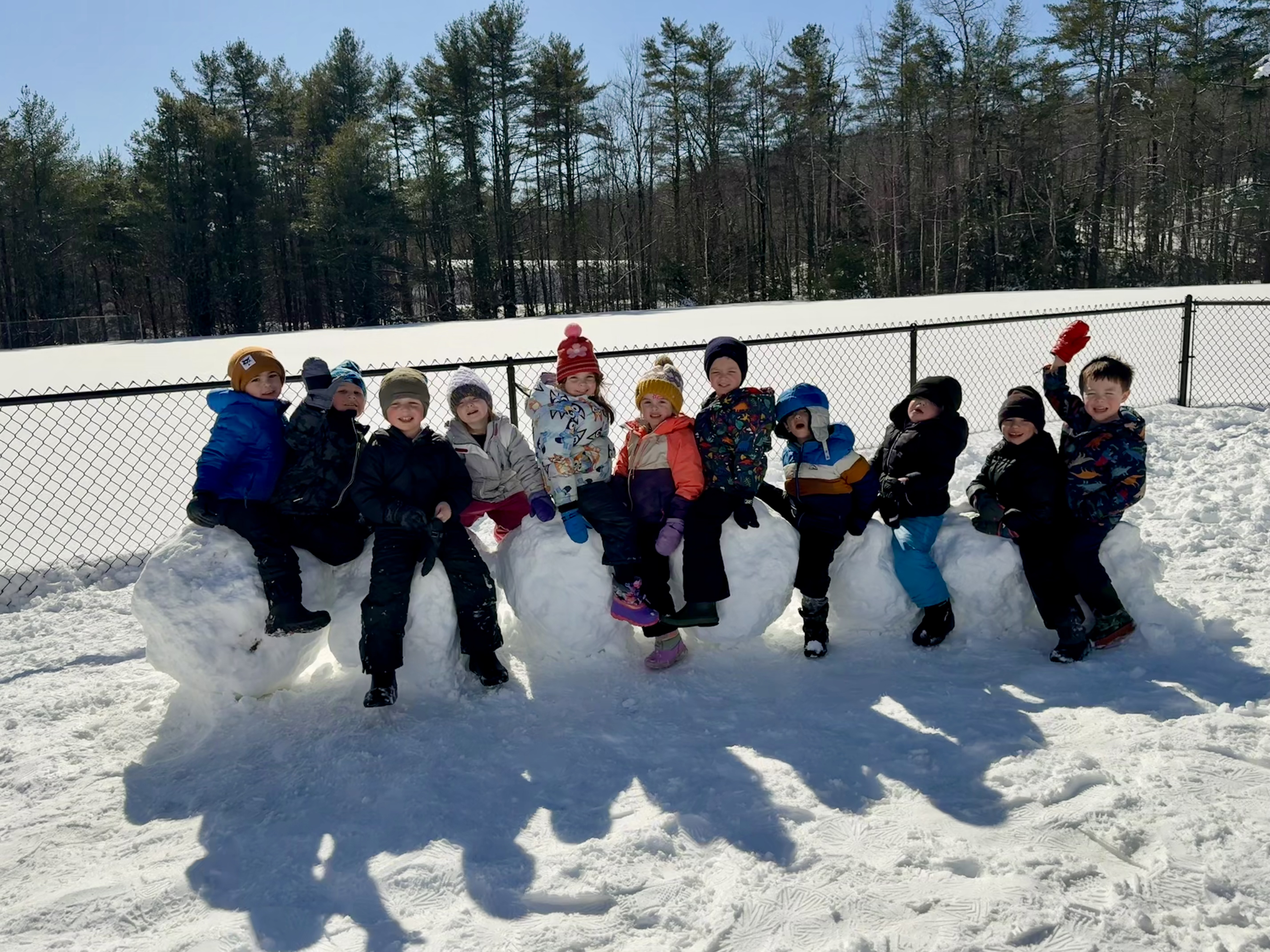 prek students on snow balls