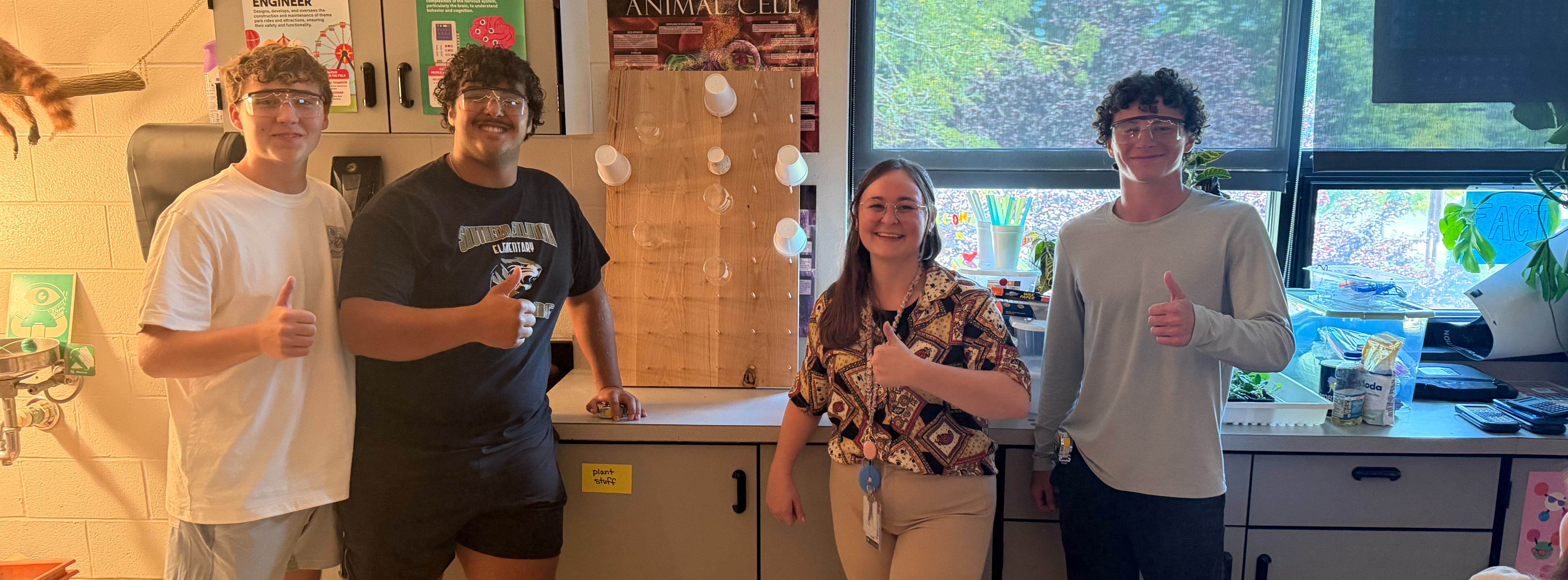 woodworking students posing for photo