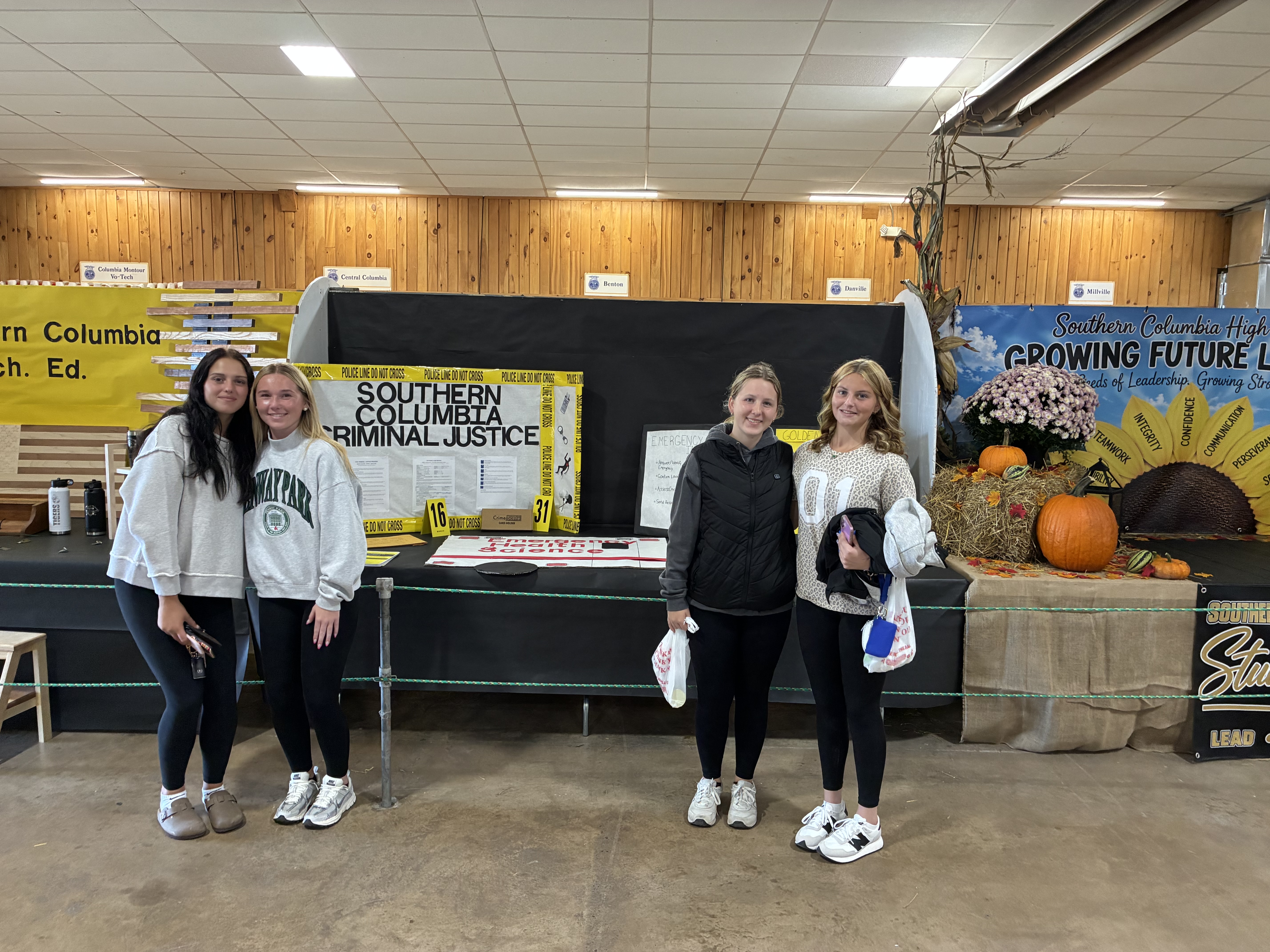 students setting up stands at bloomsburg fair