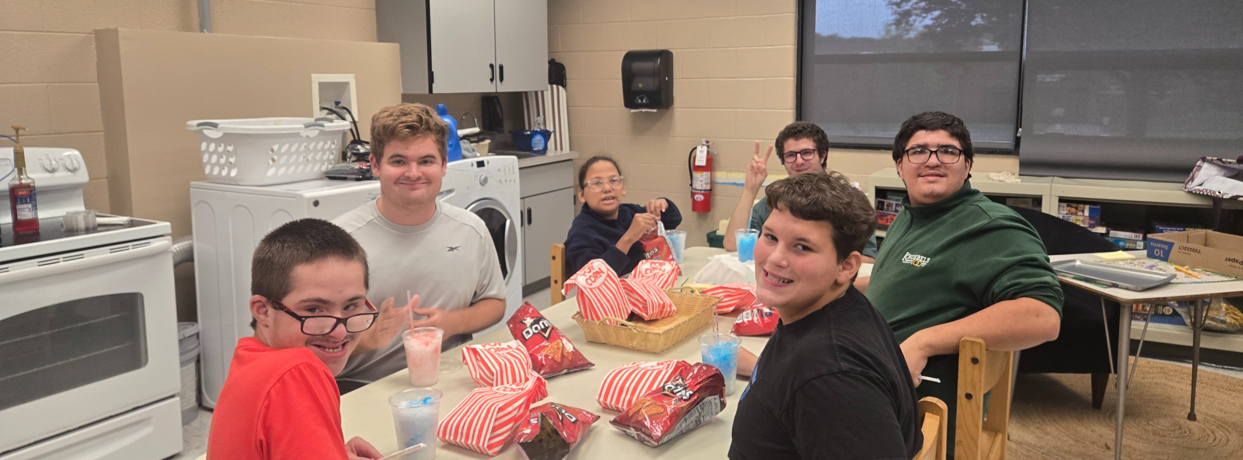 students eating fair food