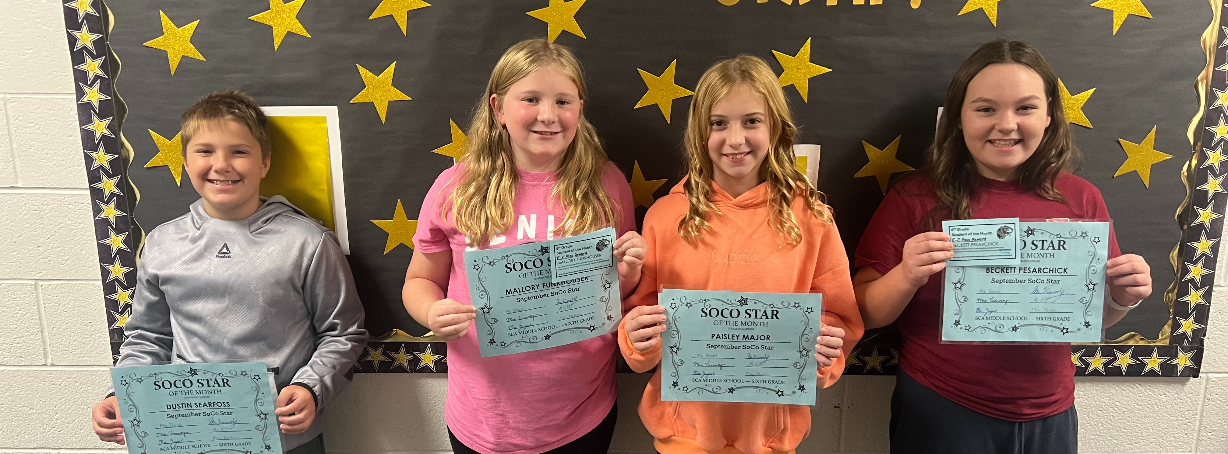 sixth grade students of the month