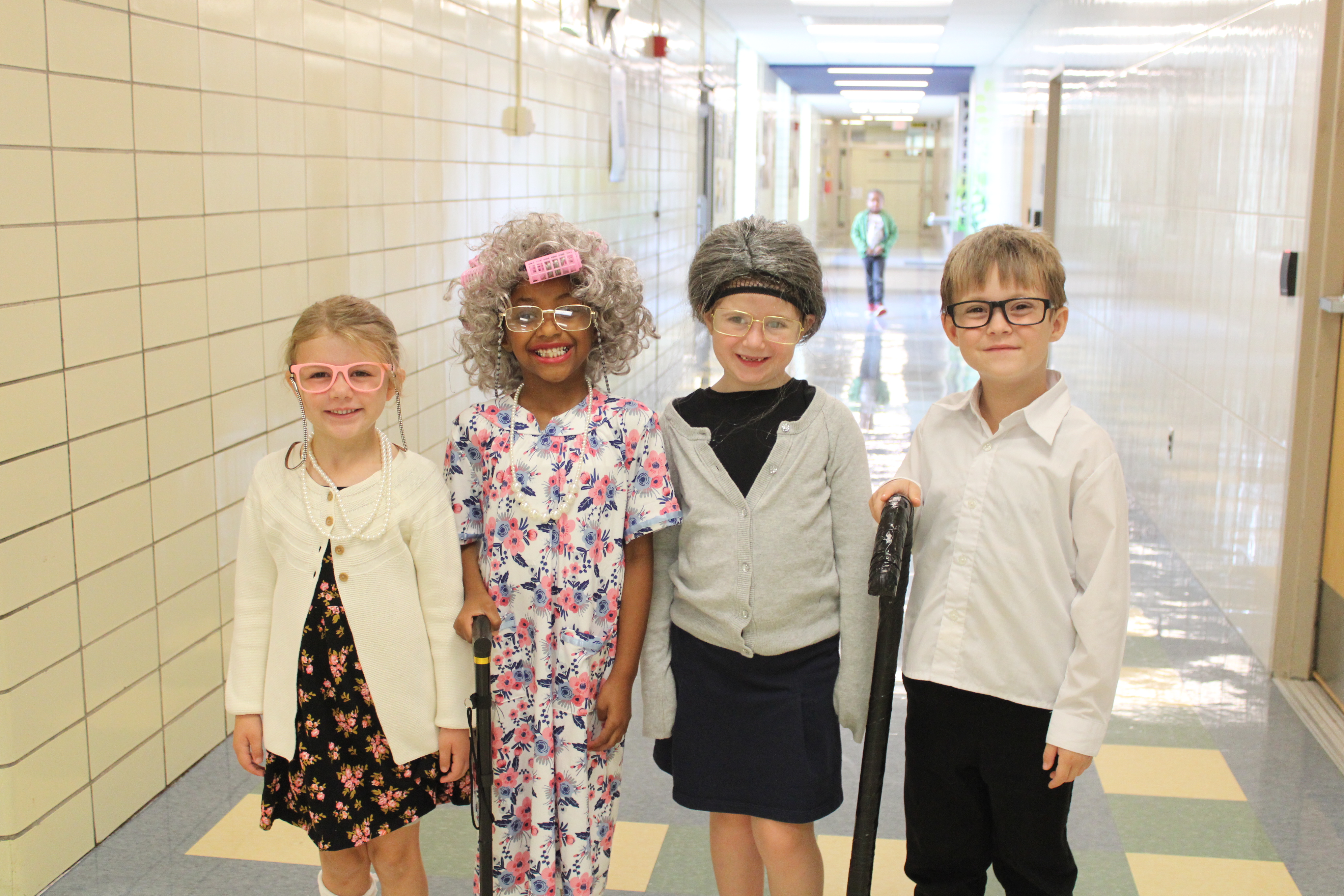 students dressed up as old people