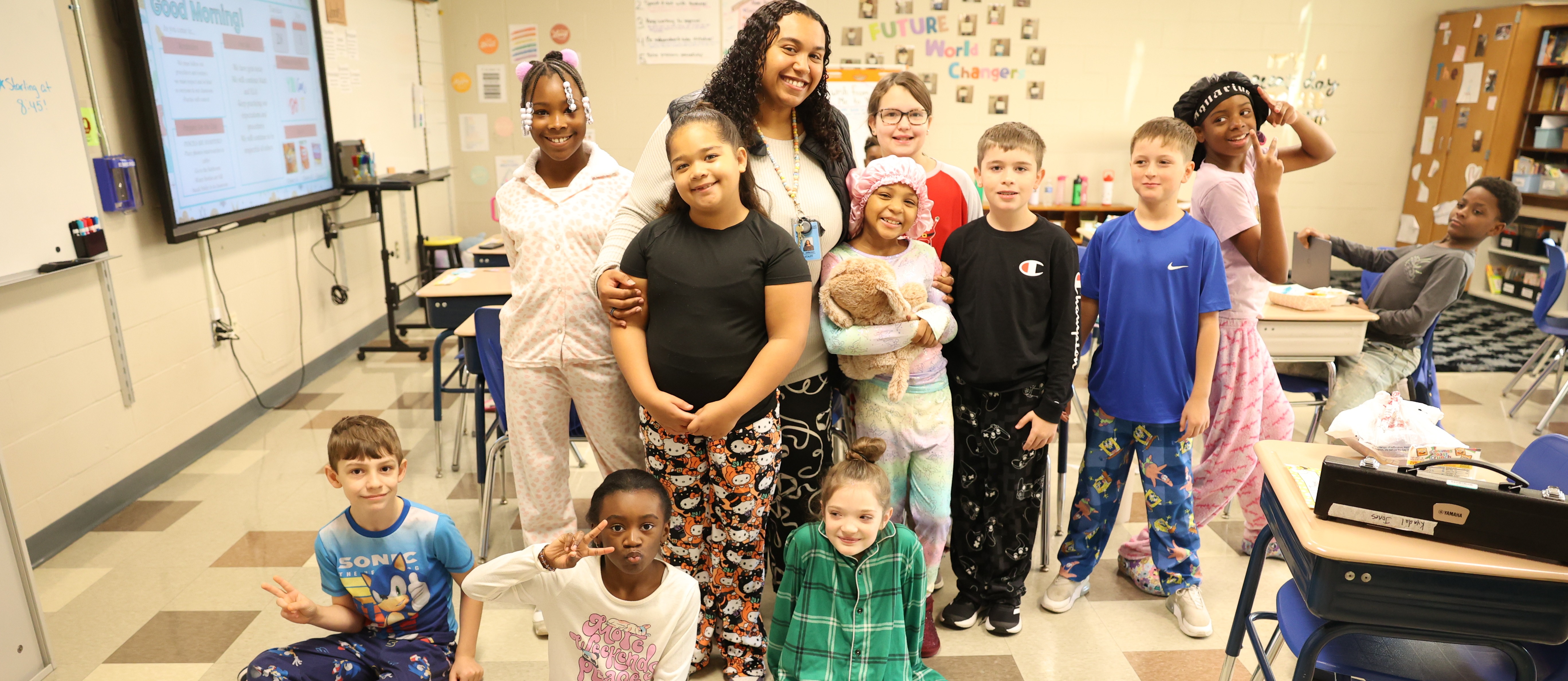 students during pj day
