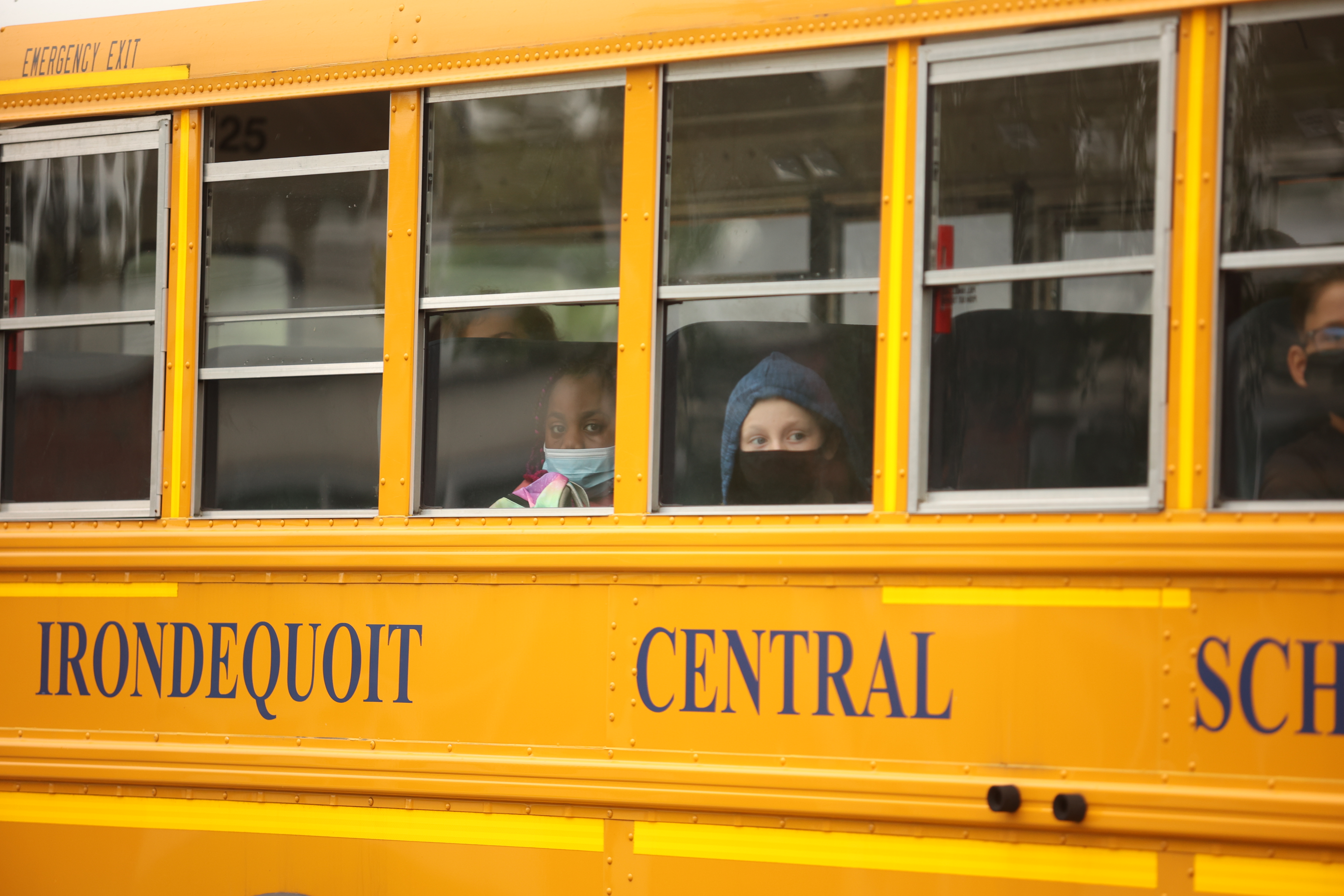 Students on a school bus