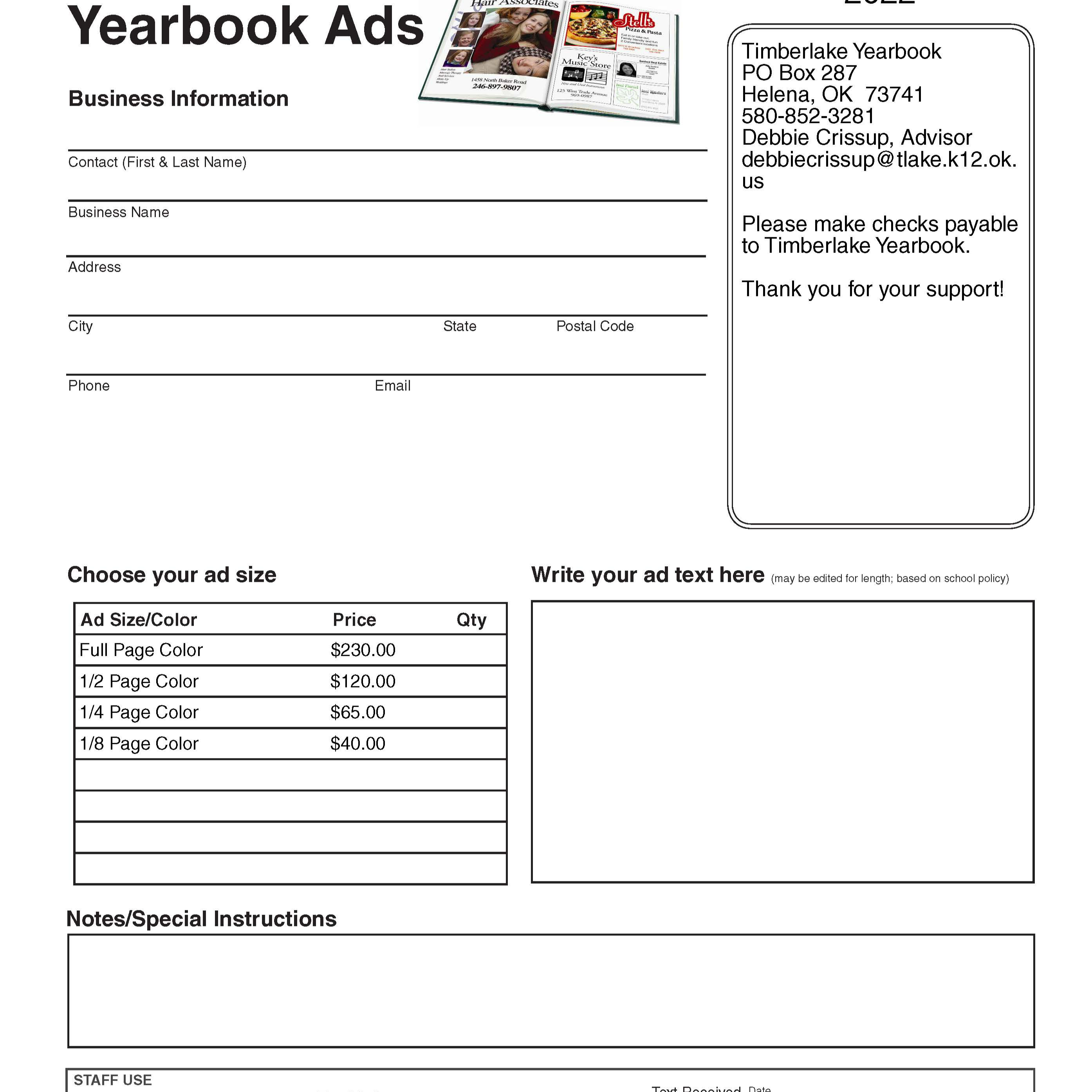 Bus Ad Order Form