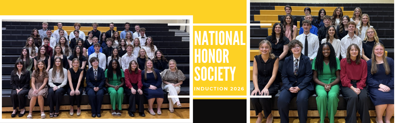 A graphic with two groups of students - new inductees to National Honor Society and the entirety of the new National Honor Society at Georgetown Jr/Sr High School.