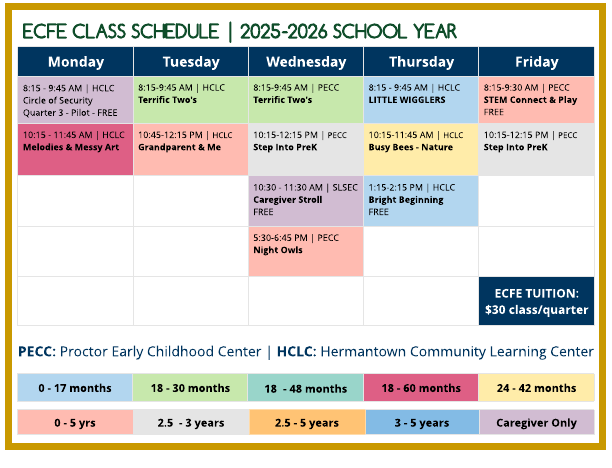 Updated ECFE Schedule Dec 2025
