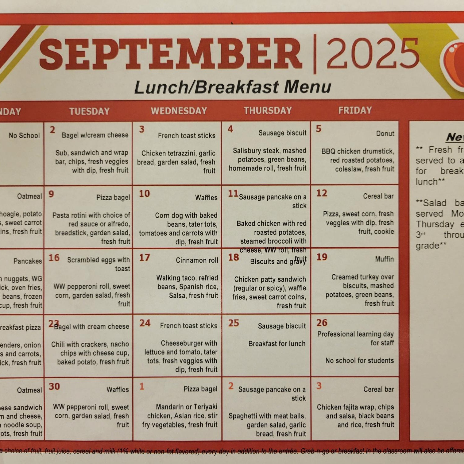 Sept Menu 2025