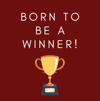 Born to be a winner! Gold trophy graphic