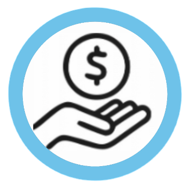 hand with floating money sign in bubble above