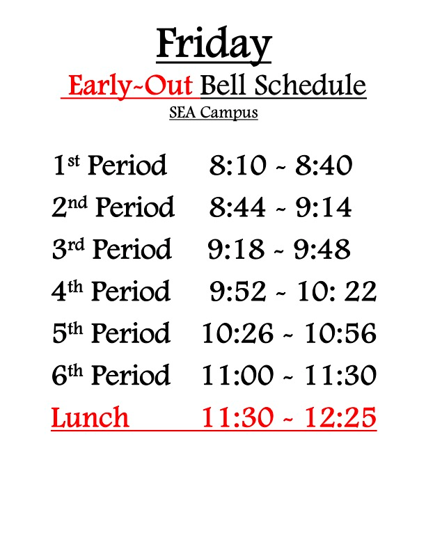 Friday Early-Out Bell Schedule