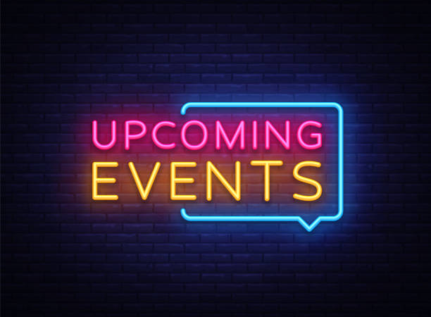 Neon sign that says upcoming events