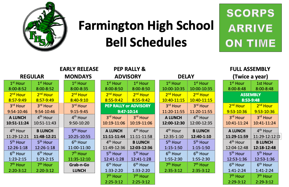 Bell Schedule Farmington High School