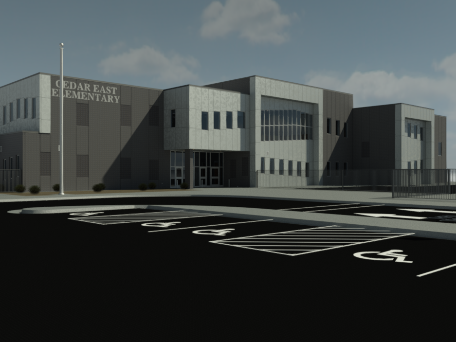 Rendering of new East Elementary building