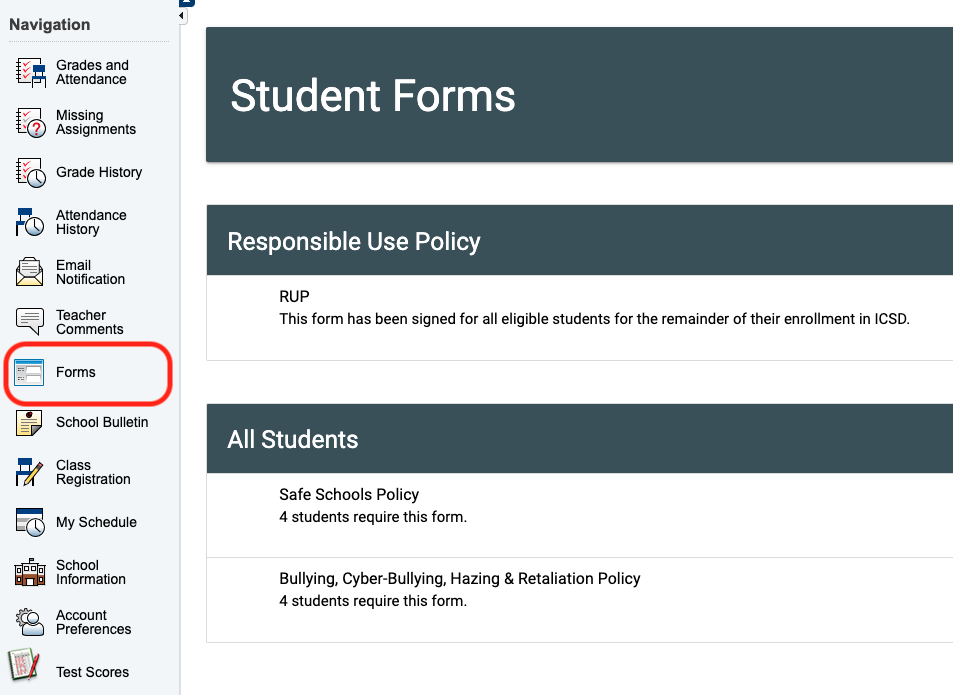 PowerSchool Parent Forms