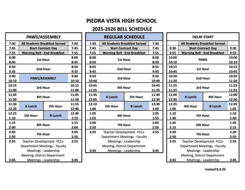 2025-26 Bell Schedule