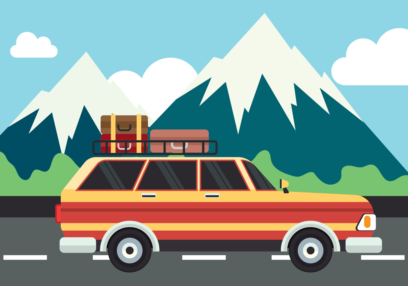 station wagon on a road trip
