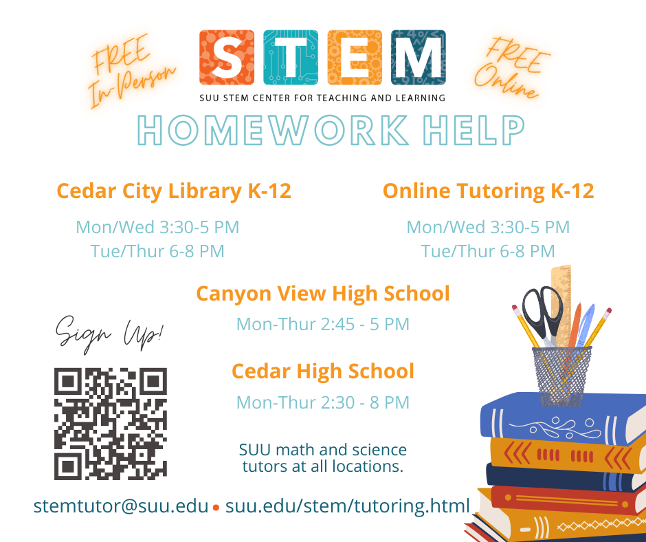 Flyer for SUU STEM homework help