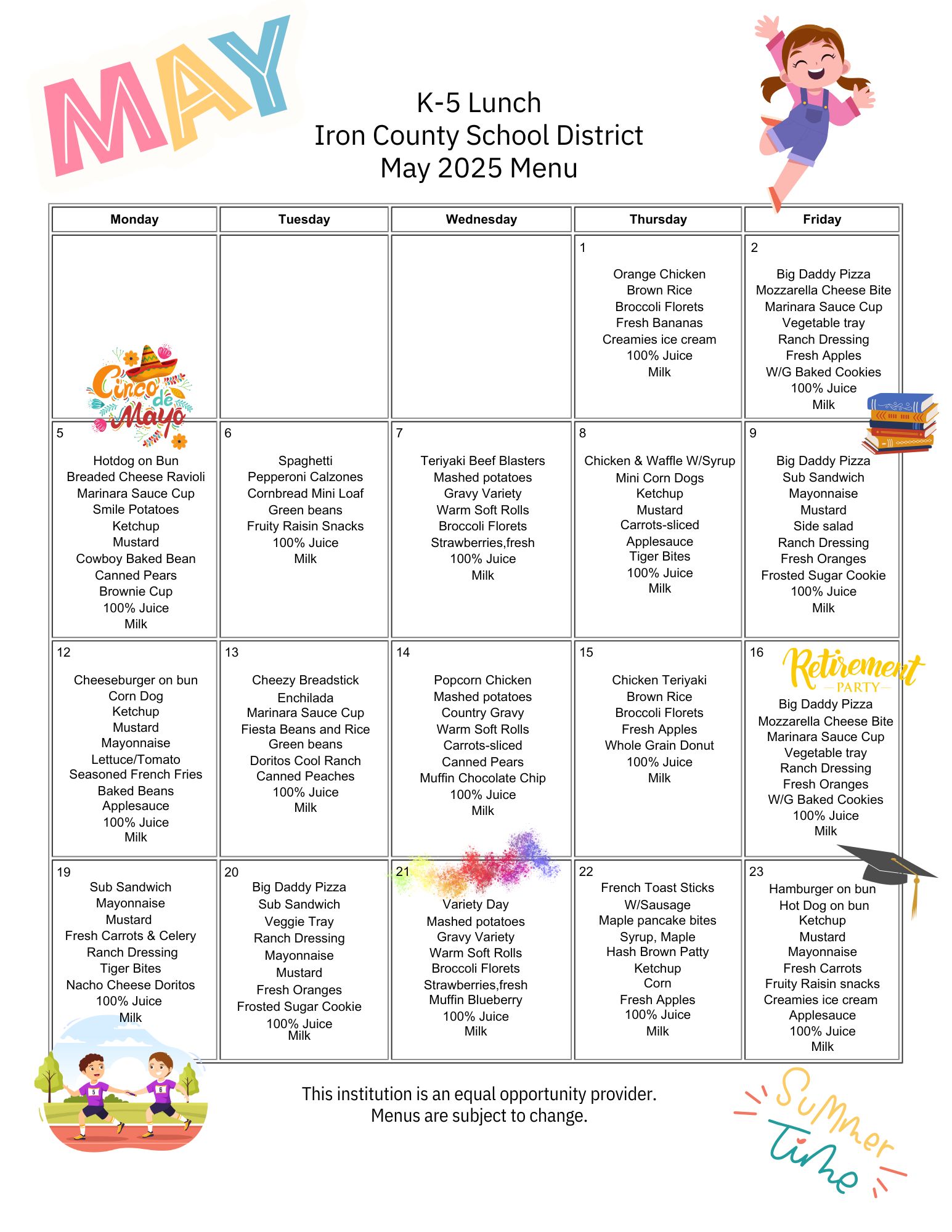 Lunch menu