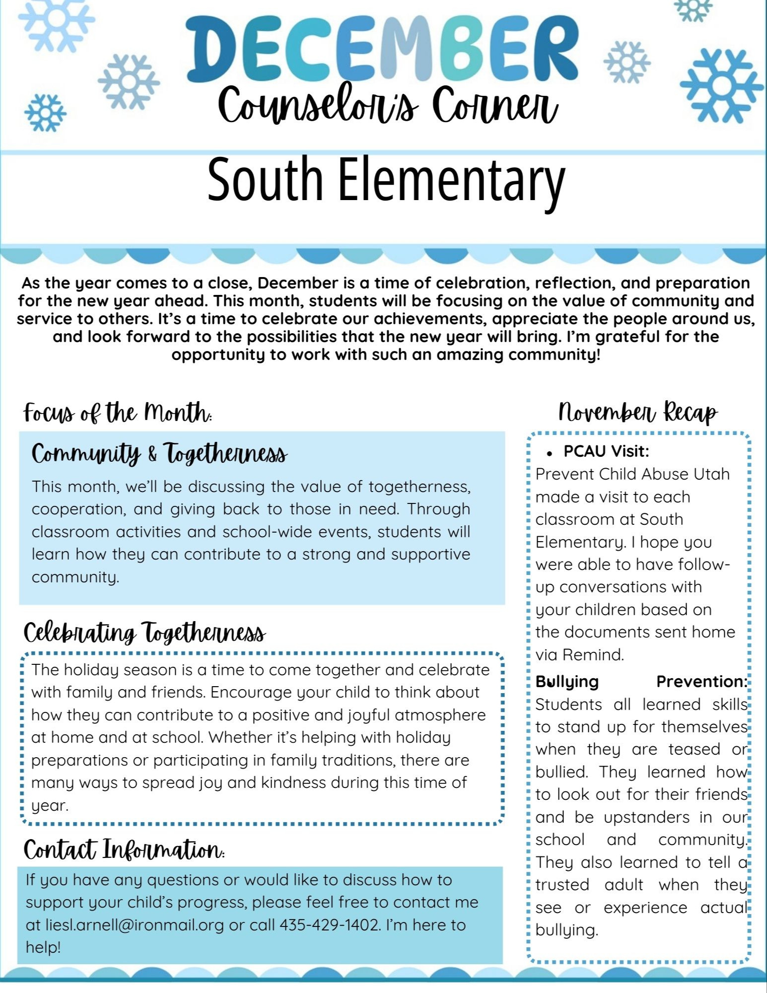 counselor's newsletter