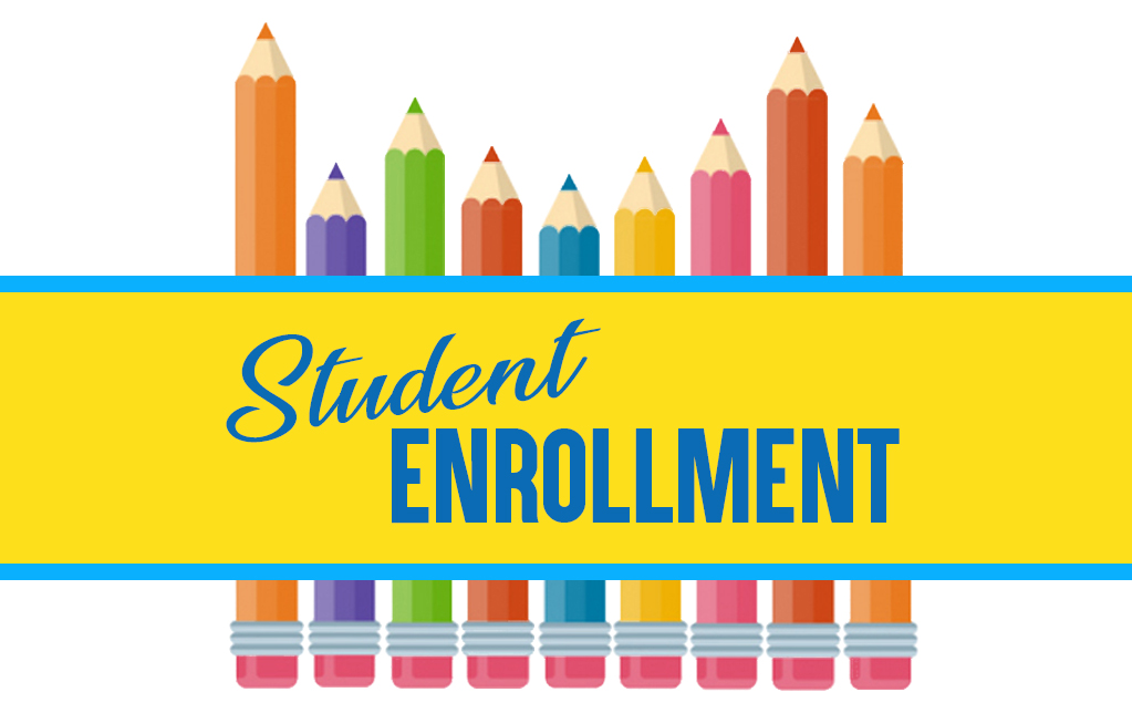 pencils lined up with the words "Student enrollment " over the top
