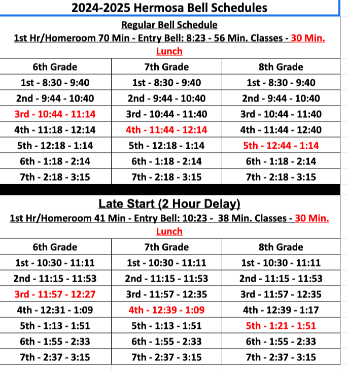 bell schedule