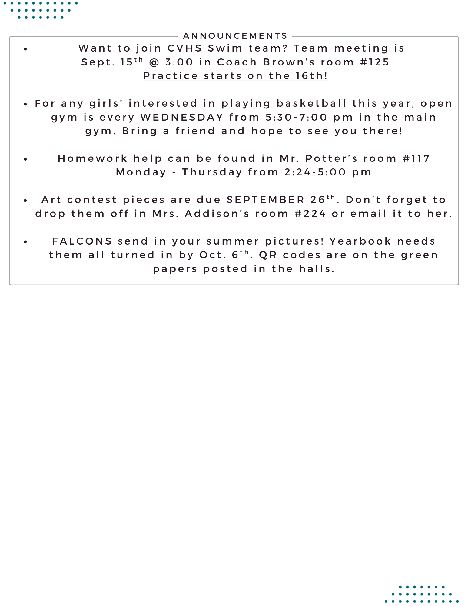 more announcements 