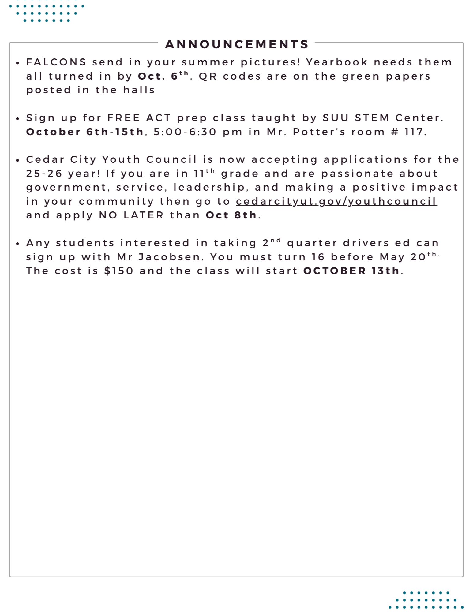 more announcements 