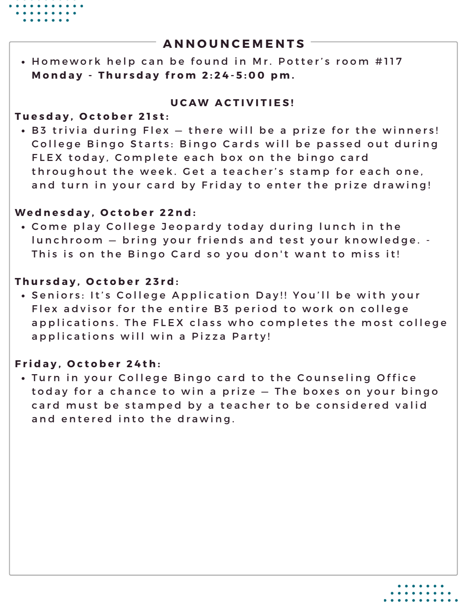 more announcements 