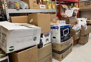 pics of boxes of food collected during food drive