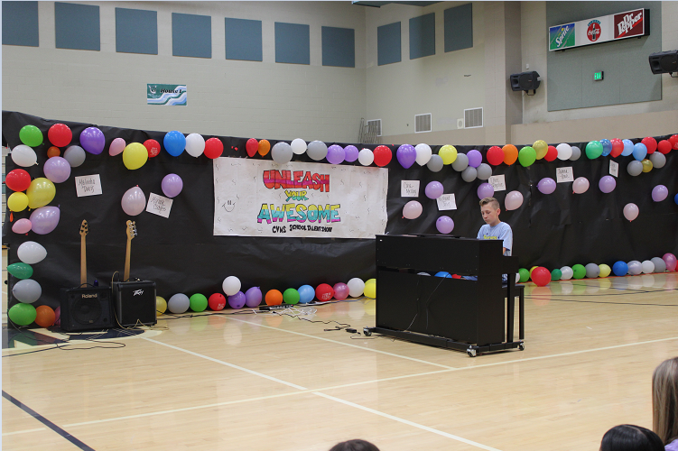 students performing at talent show