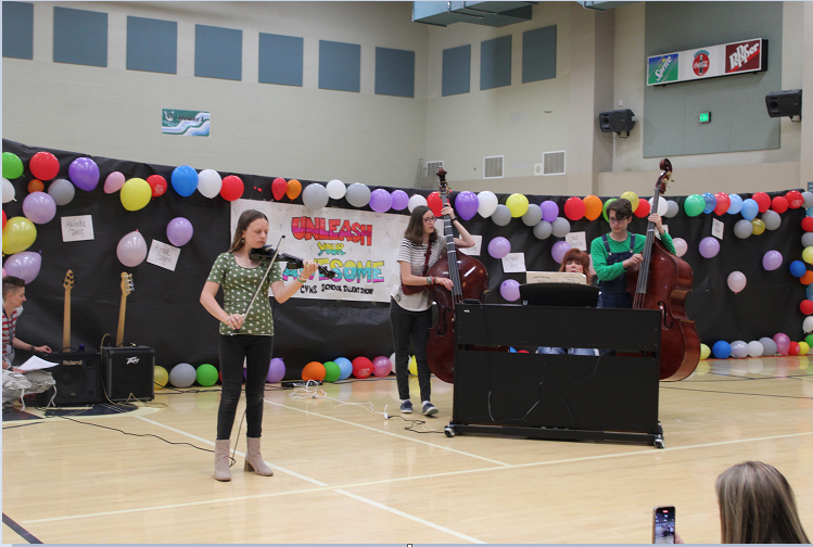 students performing at talent show