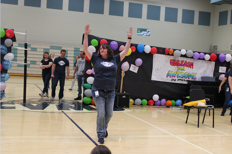 teachers performing  at annual talent show