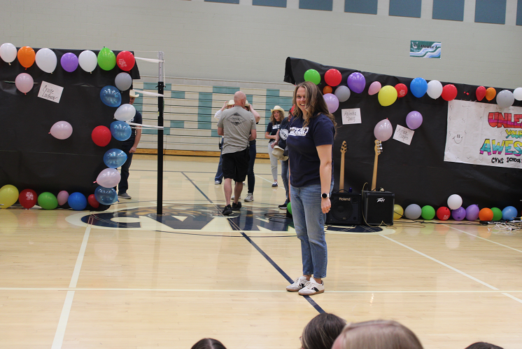 teachers performing  at annual talent show