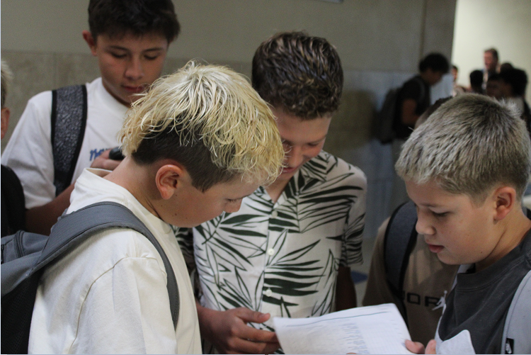 students in hall first day of school