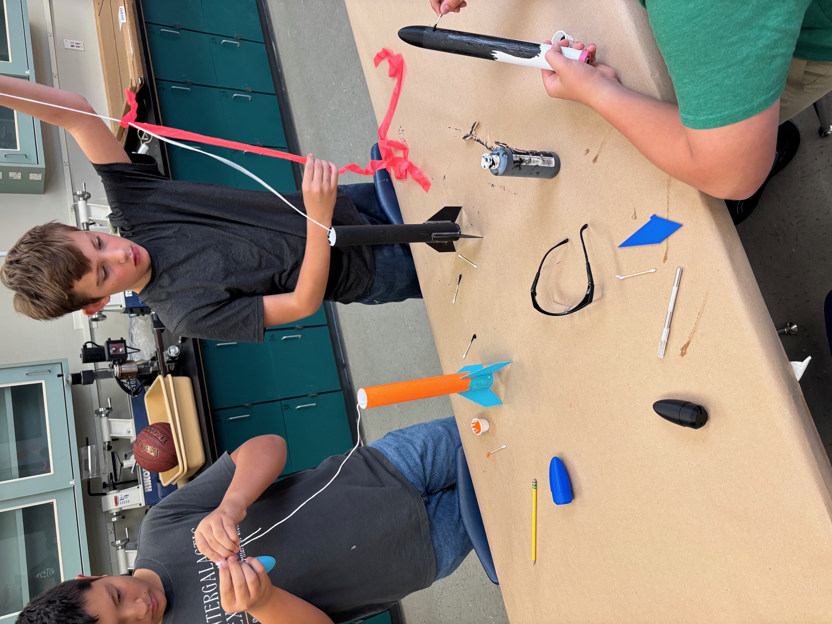 Students Building Model Rockets