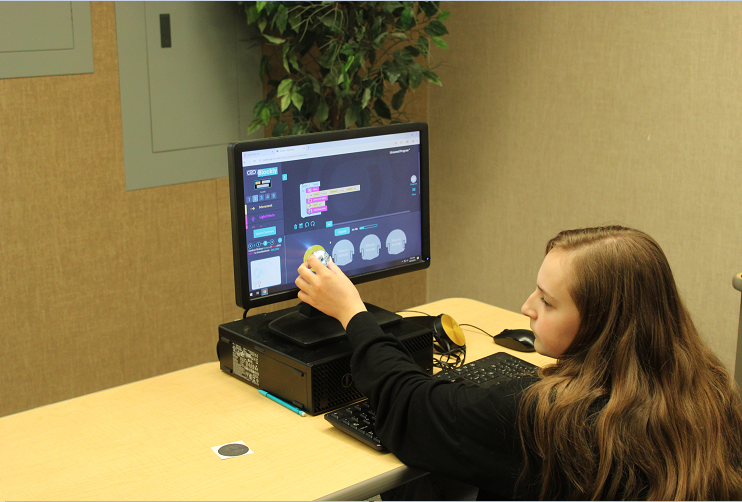 students learning robotics