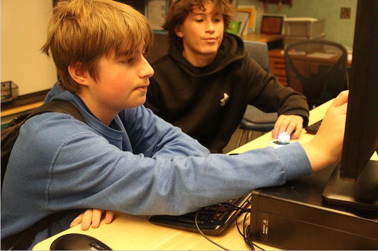 students learning robotics