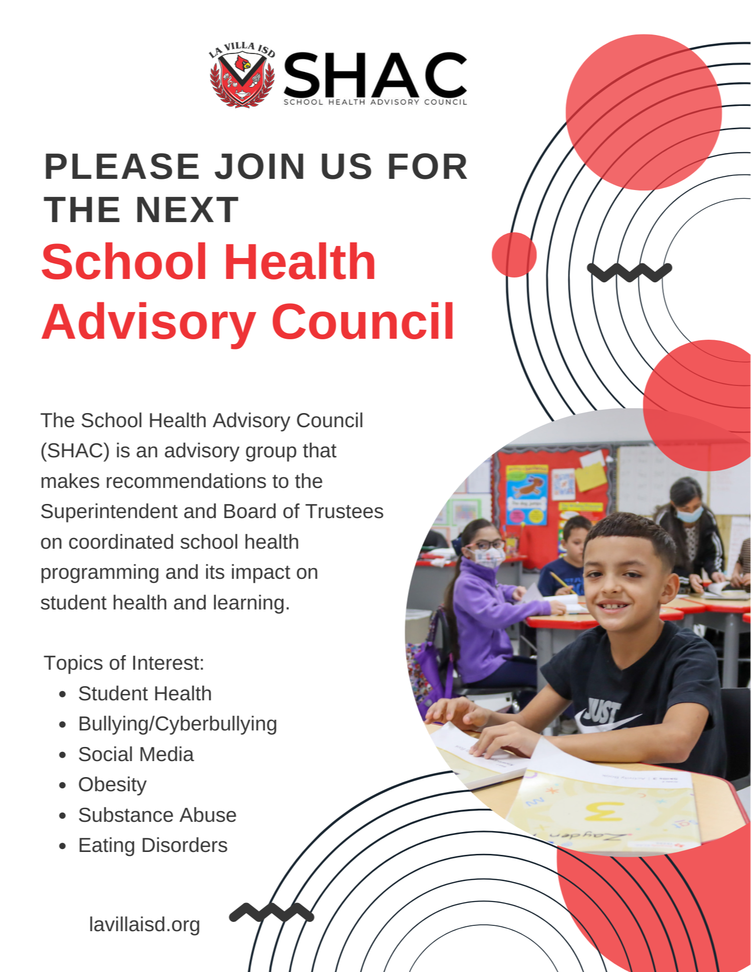 Join us for the next School Health Advisory Council Meeting