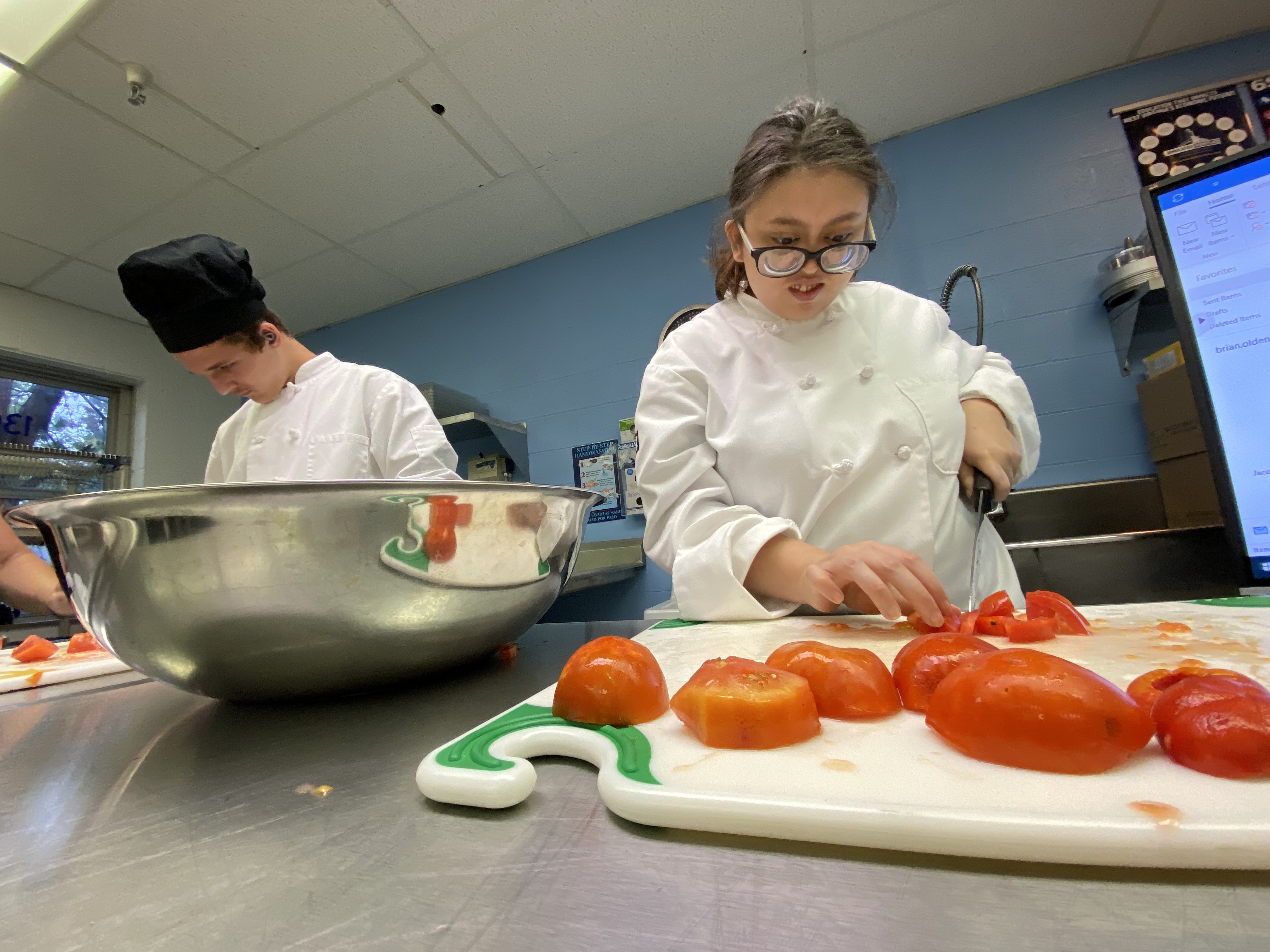 Students prepping food