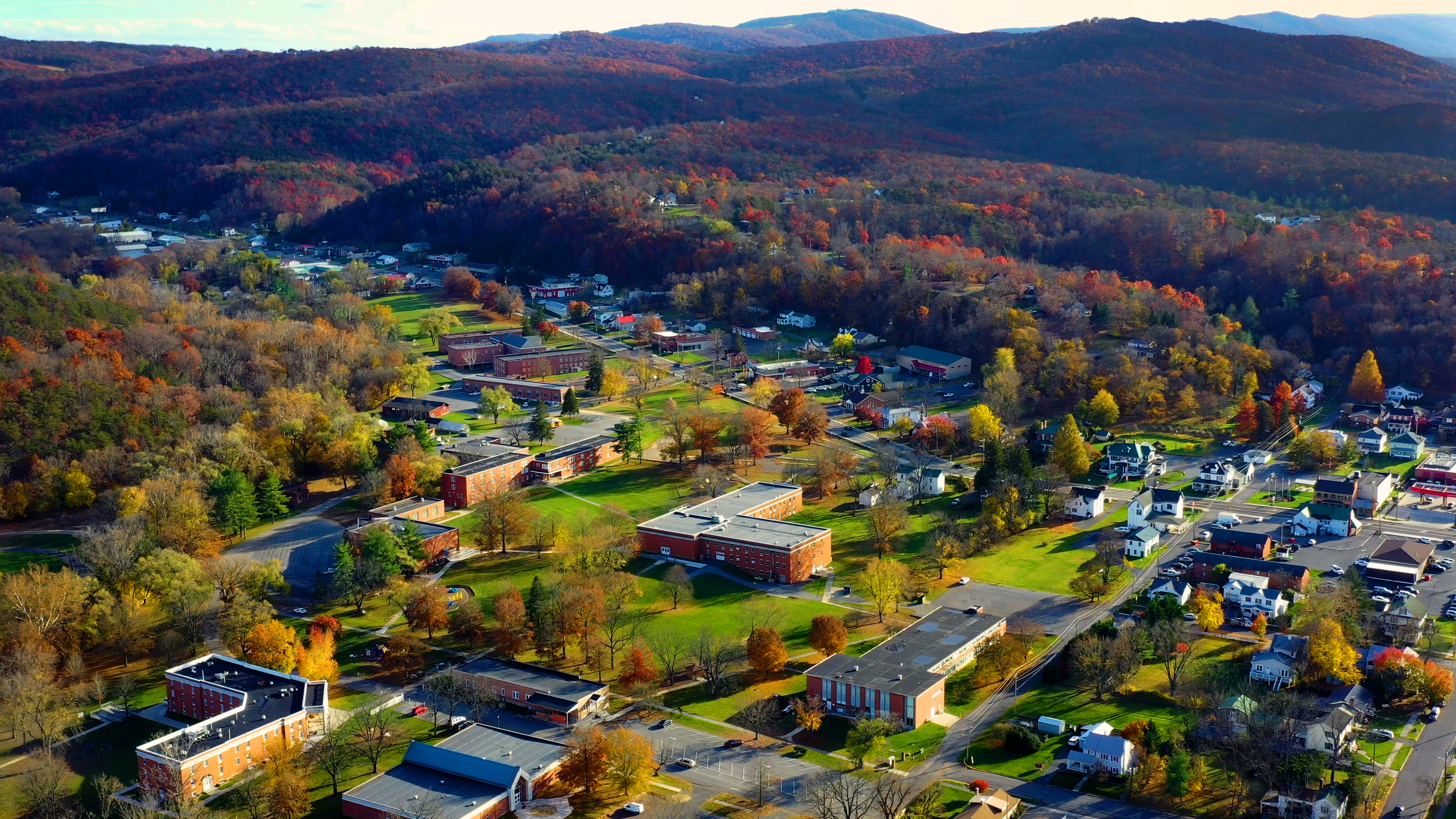 An aerial view of WVSDB in the Fall season