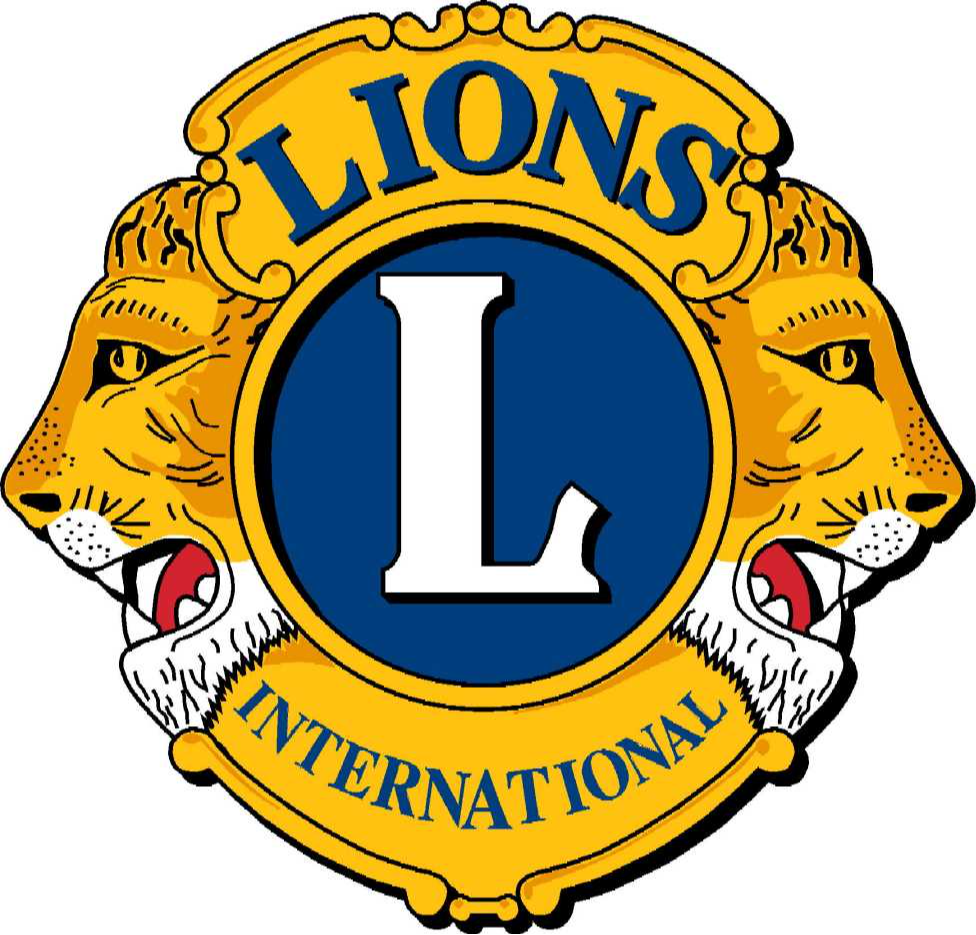 Lions Club logo featuring two yellow lions and a blue letter L in the center.