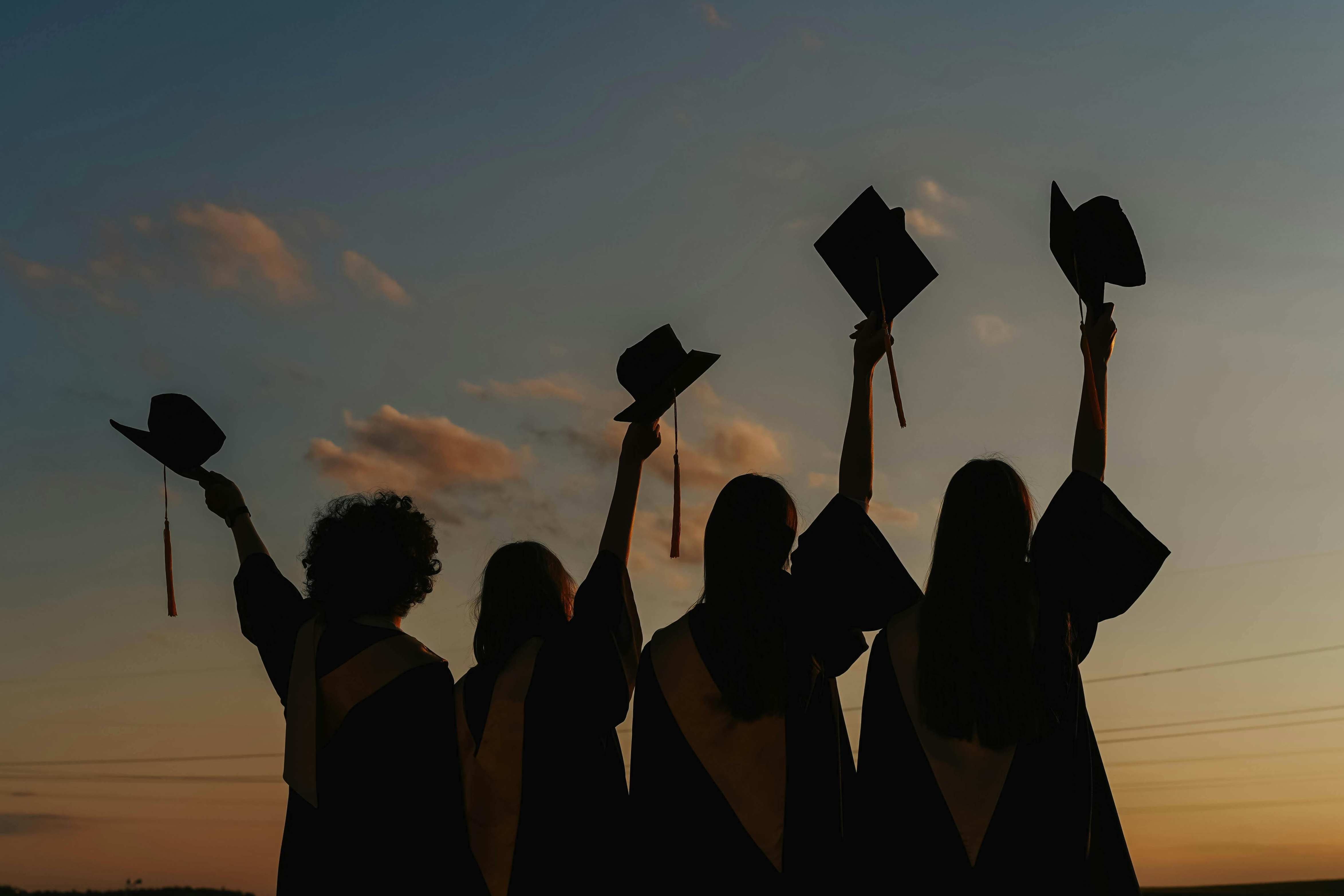 Students in their graduation attire