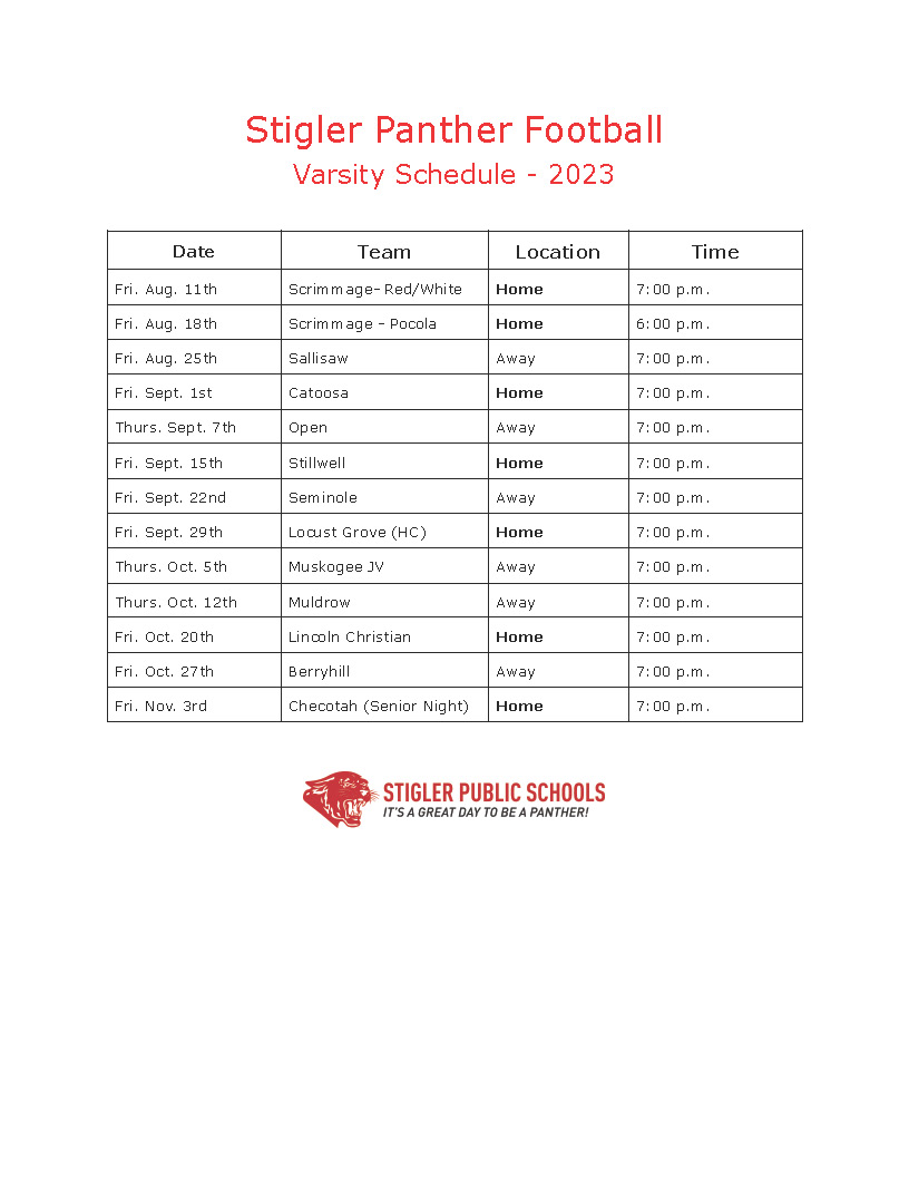High School Football STIGLER PUBLIC SCHOOLS